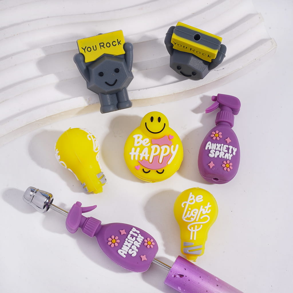 Silicone Focal Beads 3D Emotional Value Theme, Assorted Style