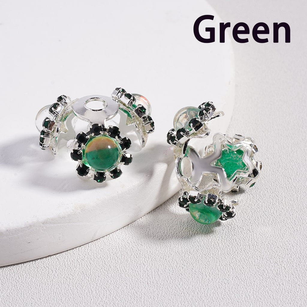 Silver Alloy Bead Cap Cage Star Shape with Mini Colorful Rhinestones Glossy Round Pearls (Used for 16MM Beads)
