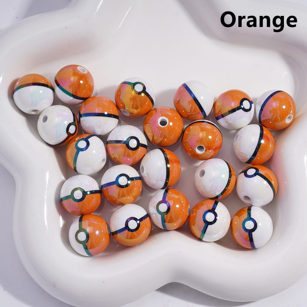Acrylic Beads UV Coating Cute Small Monster Ball Japanese Anime Solid Color 16MM