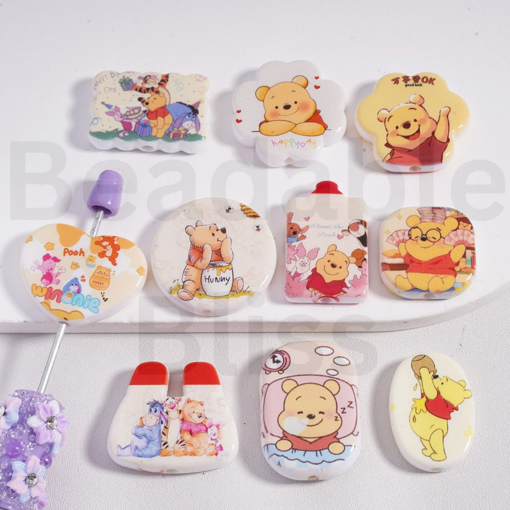 Acrylic Beads Cute Winni the Pooh Series Disne, Random Mix