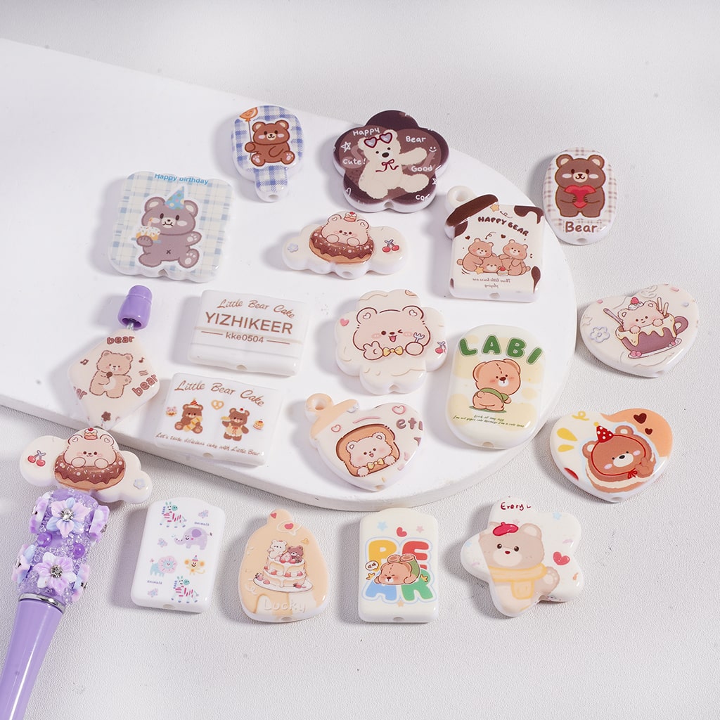 Acrylic Beads Little Cute Bear Series, Random Mix
