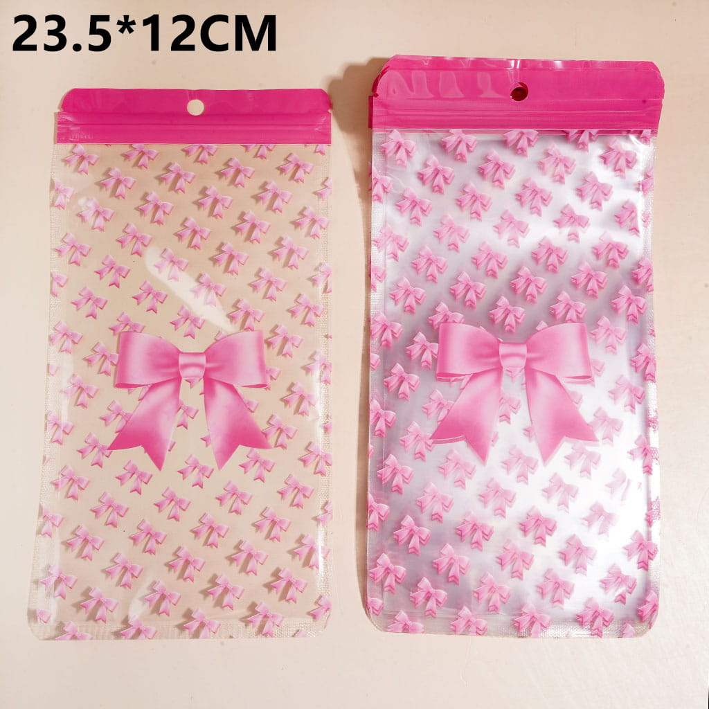 Rose Red Bowtie Patterns Resealable Large Ziplock Bags for Beadable Pens, 23.5*12CM