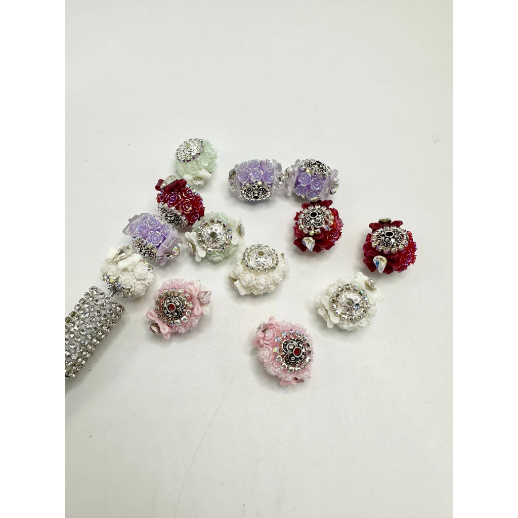 SeAcrylic Beads with Flower Chain, Bowtie Ribbon with Heart, Fancy Beads
