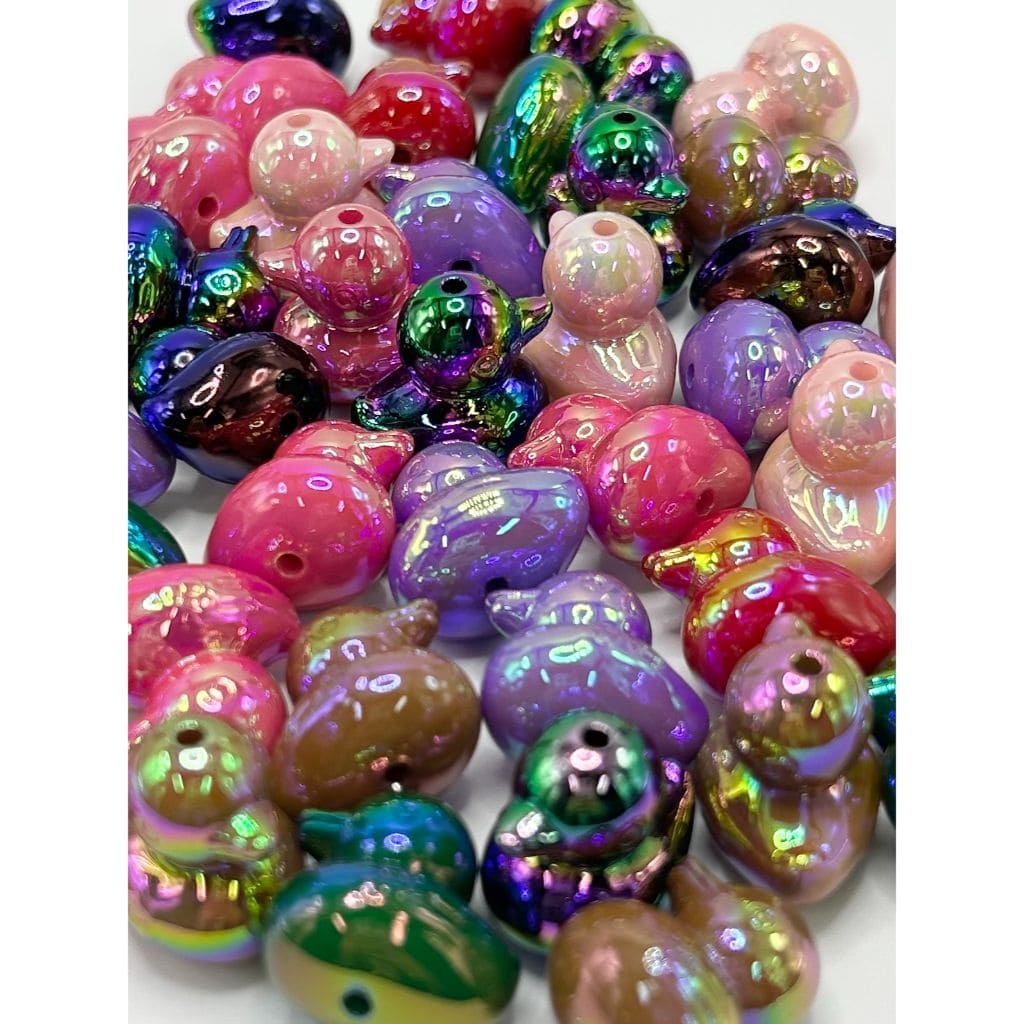 光沢のあるアヒルの子アクリルビーズ、ランダムミックスカラー