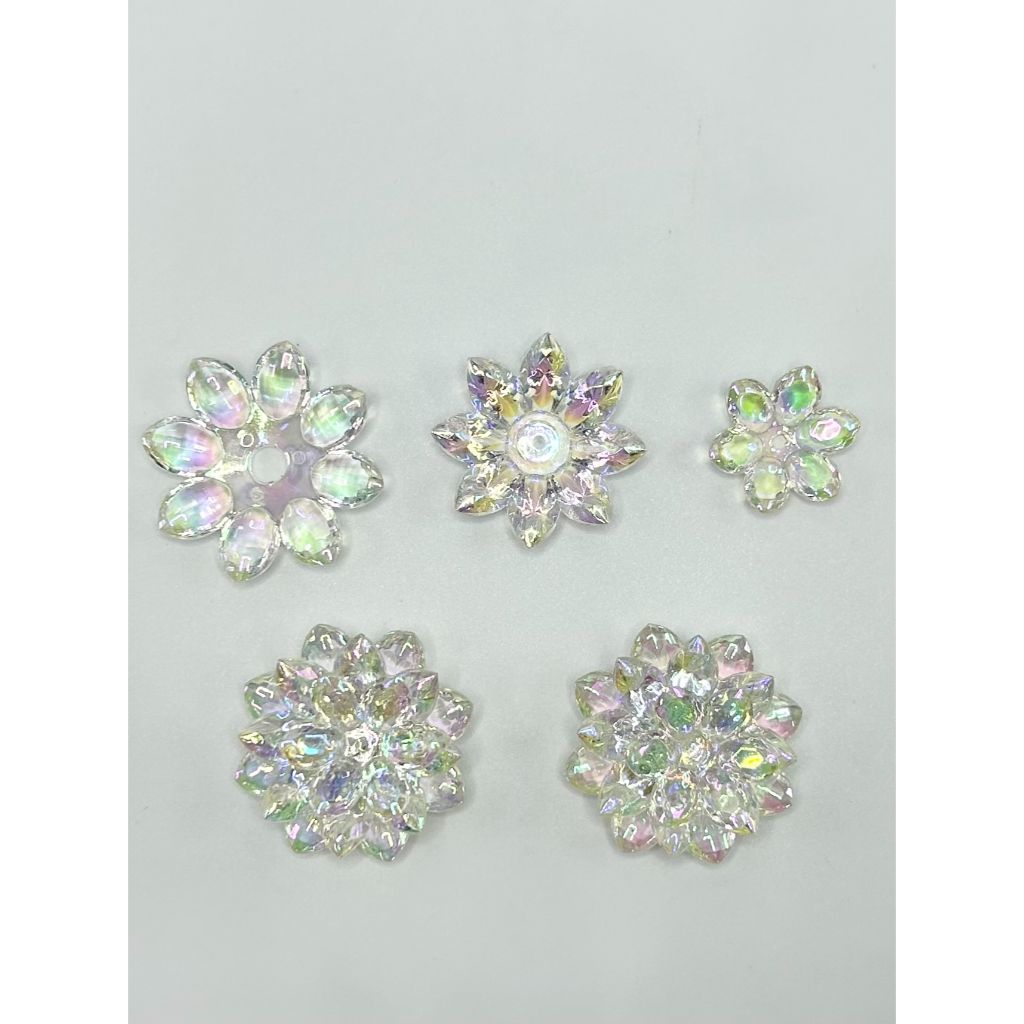 Bling Bling Shiny Translucent Colorful Lotus Flower Acrylic Beads, Around 23MM-37MM