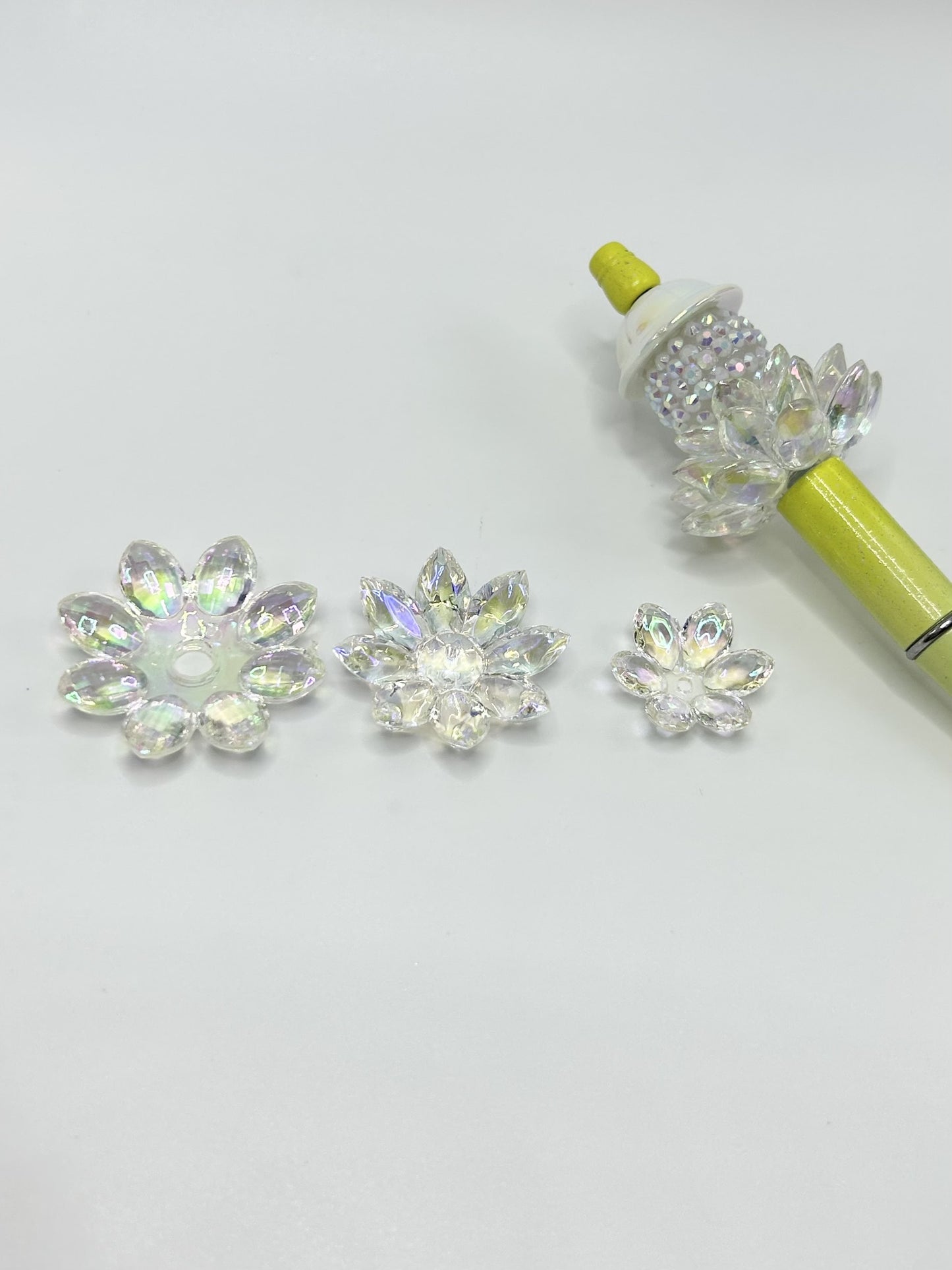 Bling Bling Shiny Translucent Colorful Lotus Flower Acrylic Beads, Around 23MM-37MM
