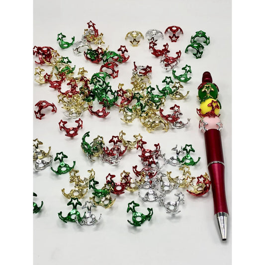 クリスマス アクリル ビーズ ケージ ビーズ キャップ 16mm ビーズ用 星型 光沢あり 説明をお読みください