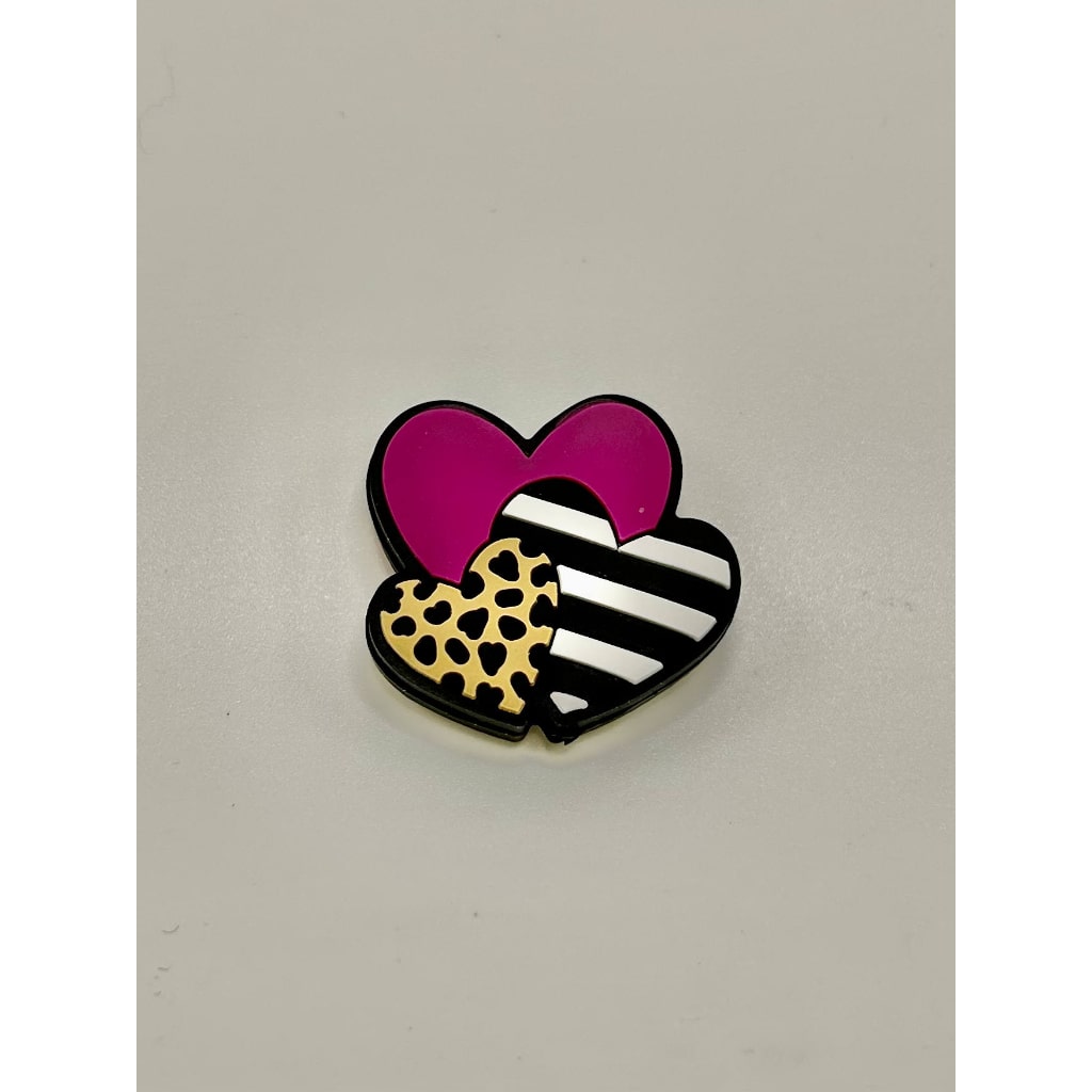 Jaguar Zebra Print Striped Heart Silicone Focal Beads
