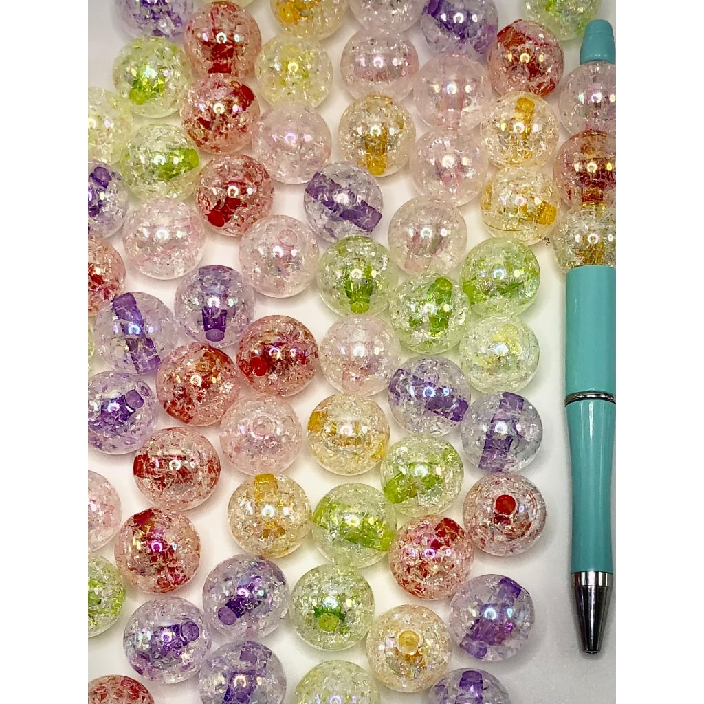 クラックル アクリル ビーズ、ランダム ミックス、18mm、SJL