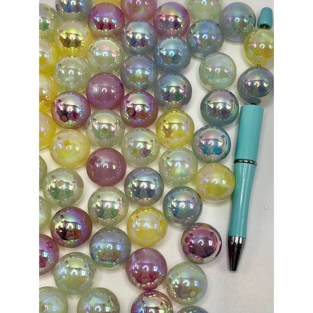 キラキラ光るUV仕上げアクリルビーズ、ランダムミックス、20mm、HS