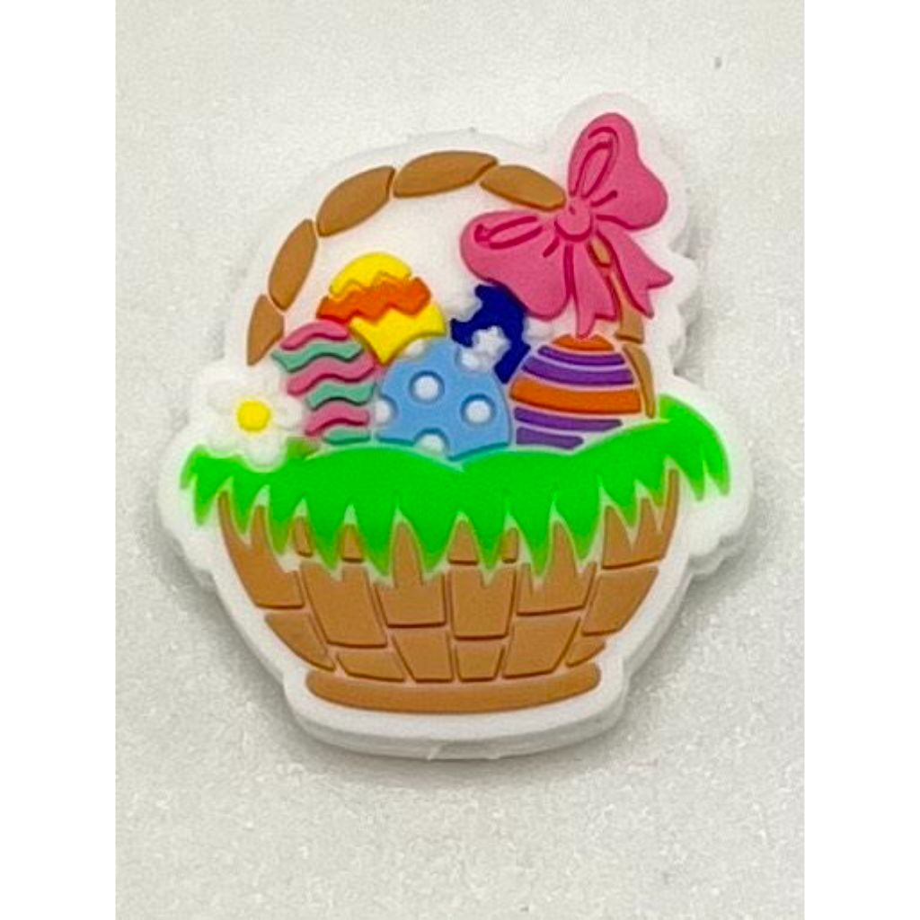 Easter Beads, Easter Eggs in a Basket Theme Silicone Focal Beads