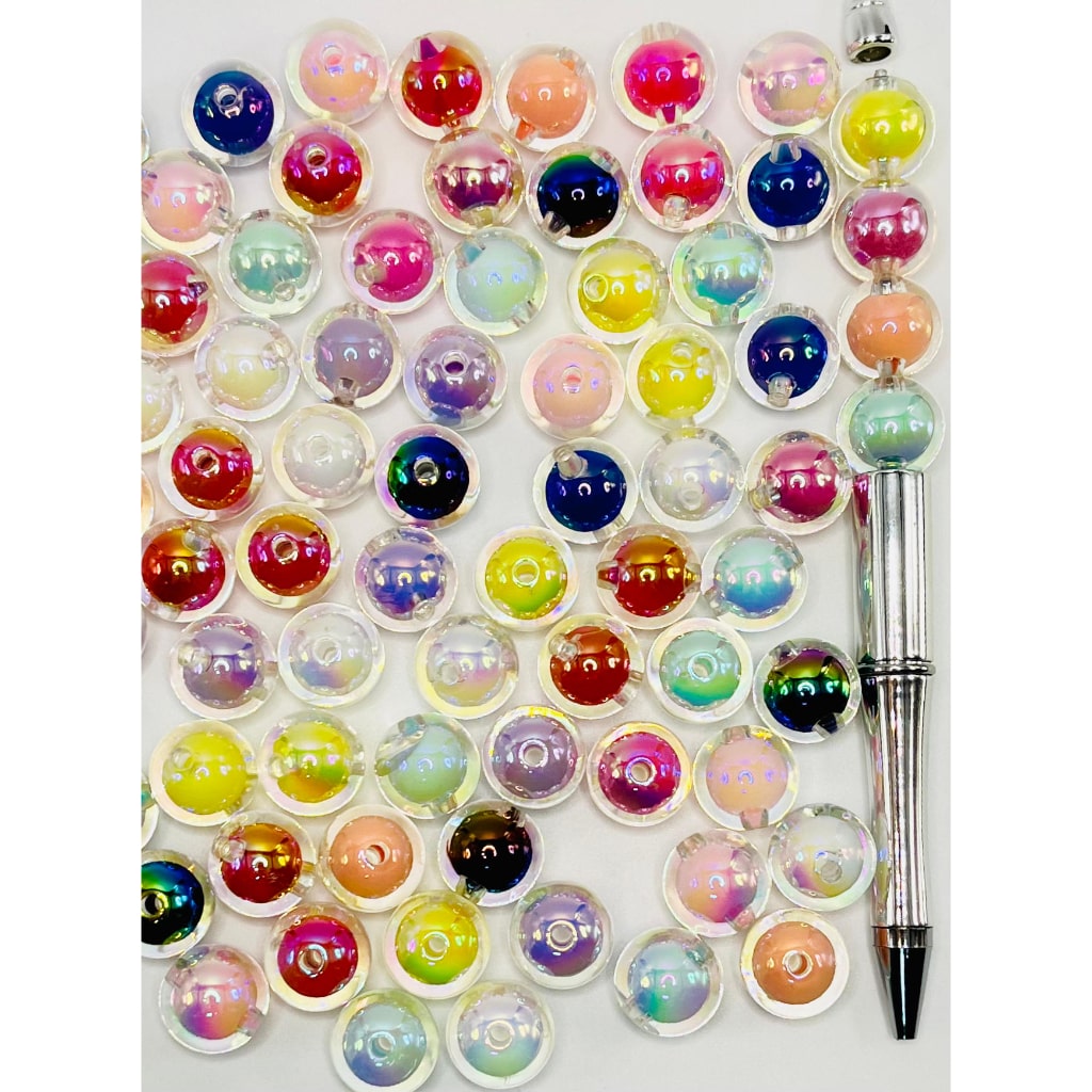 Double Layer Acrylic Beads, Clear See-through, 16mm, Random Mix, LD