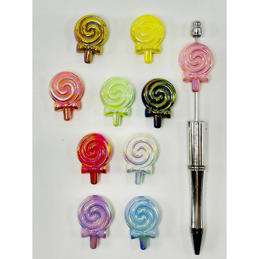 Luminous Lollipop Loly Acrylic Beads with Bowtie, 32mm by 22mm, HS