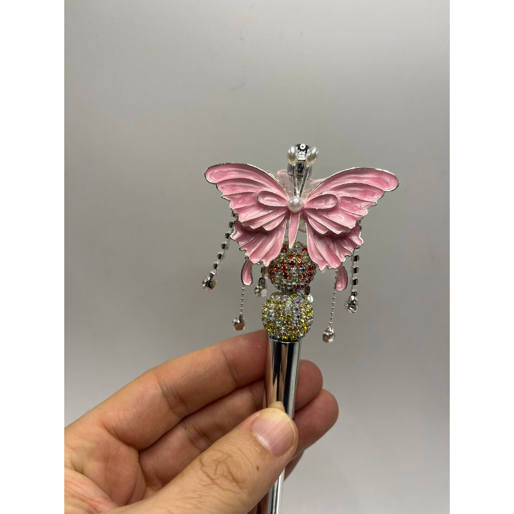 合金の蝶のチャーム、ラインストーン、パール、ダングルチェーン付きアクリルビーズ、ZY