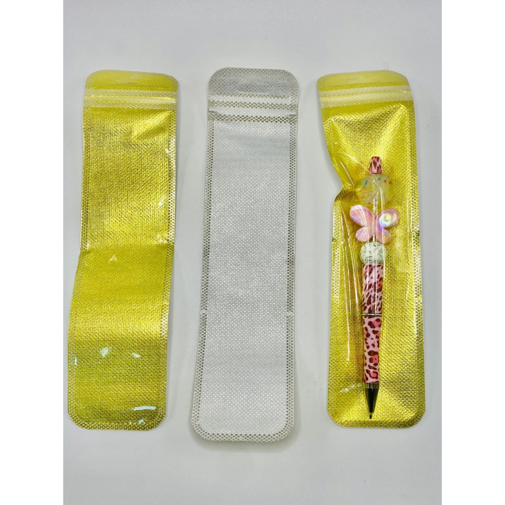 Resealable Ziplock Bags with Non Woven Fabric Back for Beadable Pens, UV Finish, 5.5*22cm