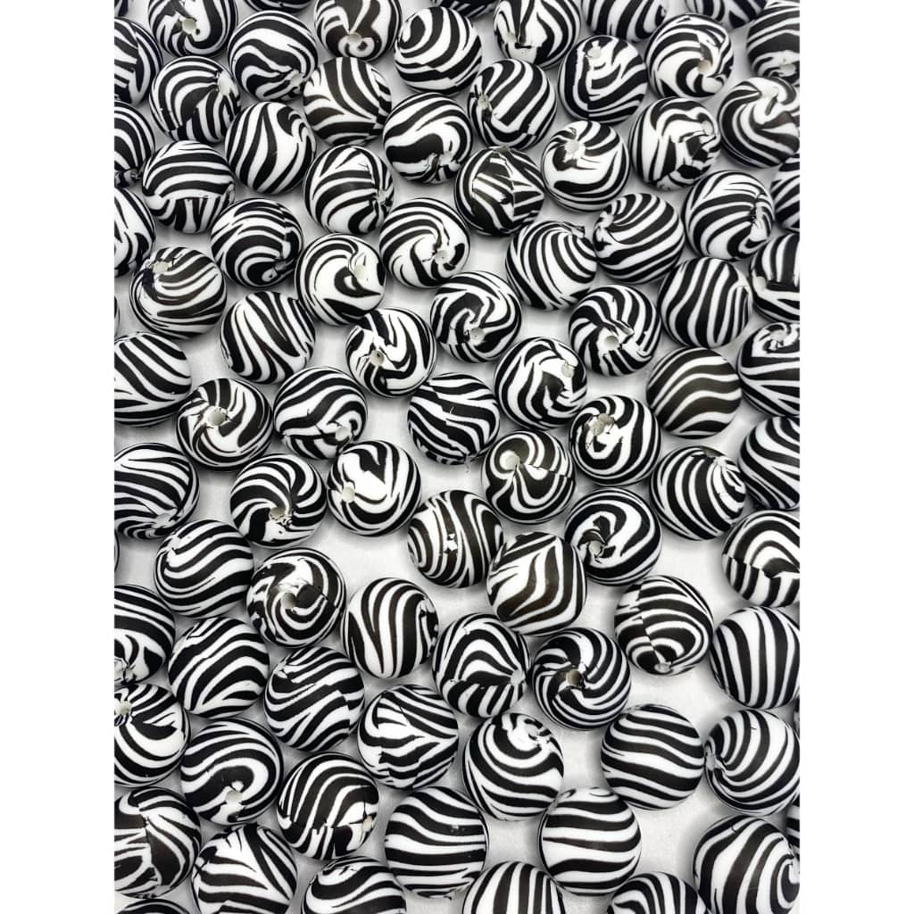 Zebra Stripe Printed Silicone Beads Number 17