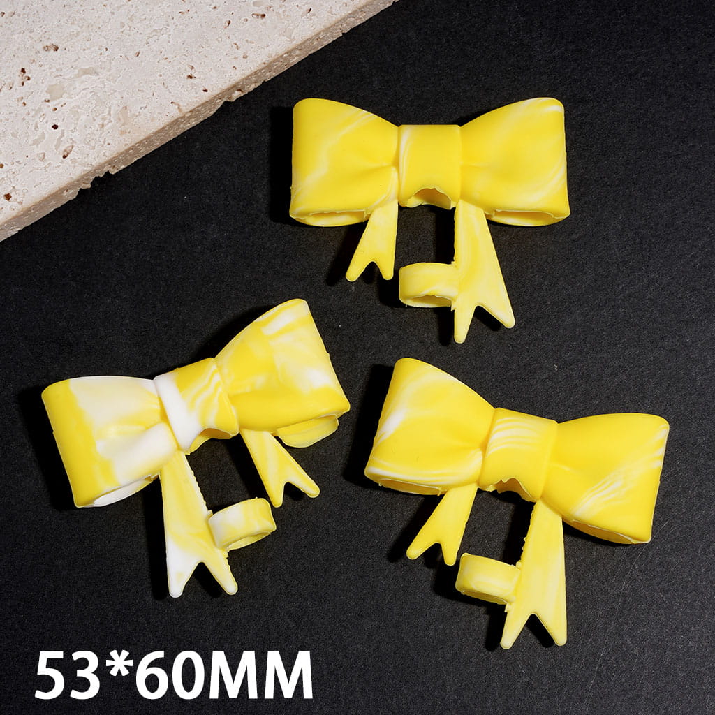 Food Grade Cup Tumbler Silicone Straw Topper Bowknot in Yellow White, 53*60MM