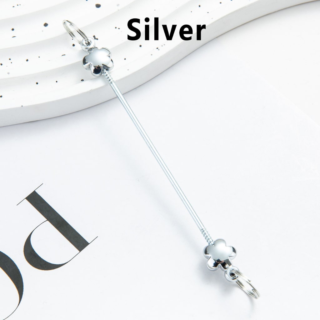 DIY メタルビーズキーホルダーバー(花柄)キーホルダーアクセサリー用 メタリックカラー 89mm