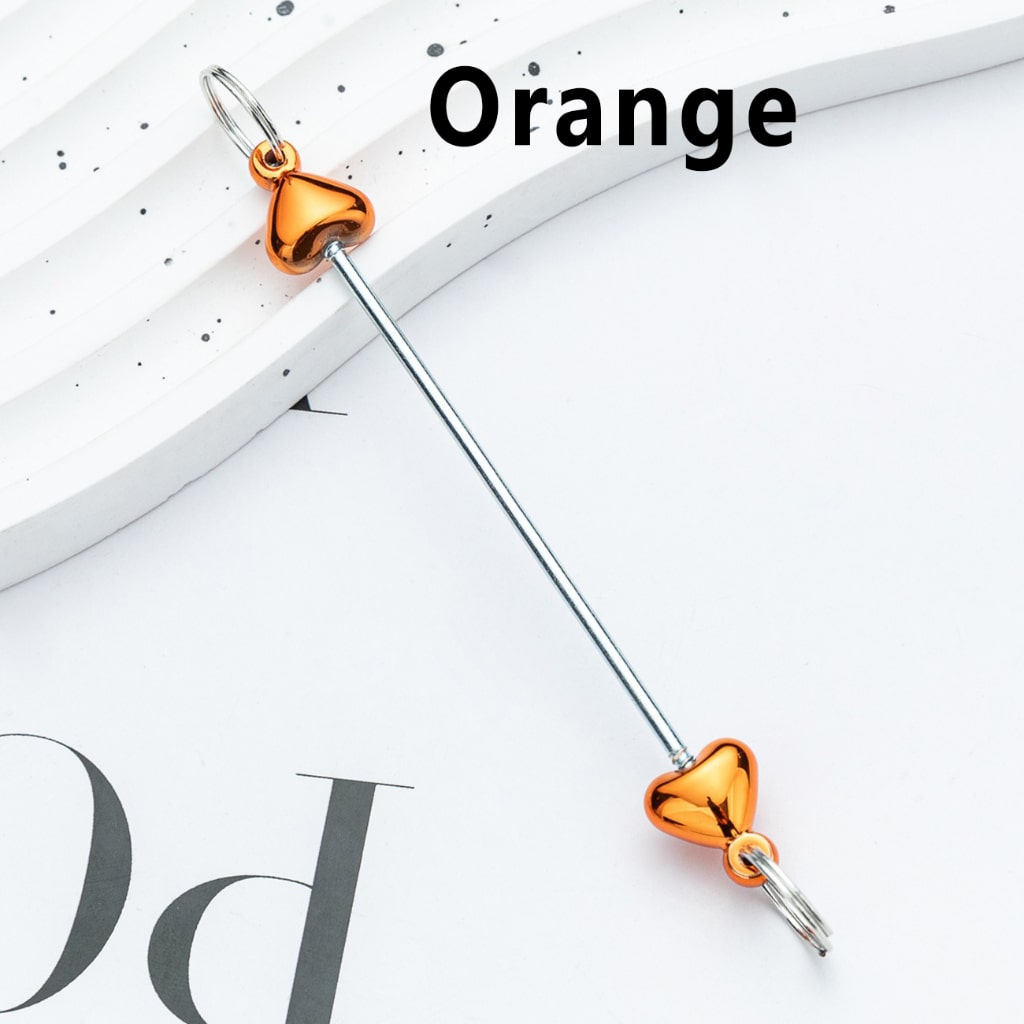 DIY Metal Beadable Keychain Bars with Hearts for Keychain Accessories in Metallic Colors, 89MM