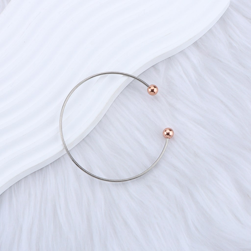 Large DIY Beadable Metal Bracelet with Rose-Gold Gray Gold Round Balls