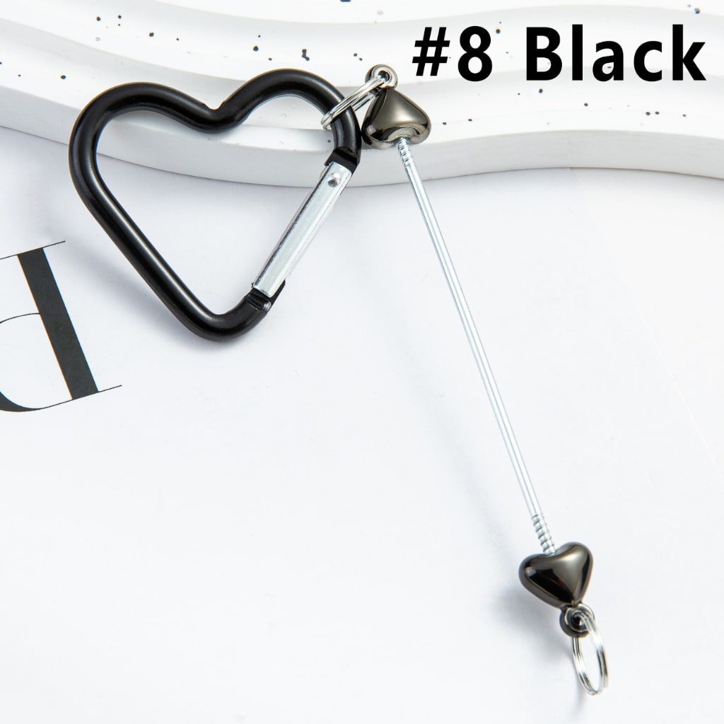 DIY Beadable Metal Heart Shape Keychain with Bar in Metallic Colors, Around 132MM