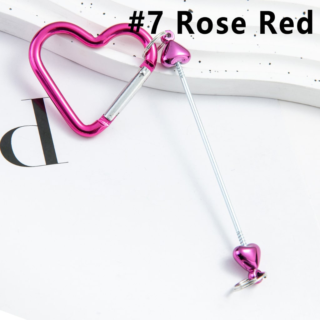 DIY Beadable Metal Heart Shape Keychain with Bar in Metallic Colors, Around 132MM