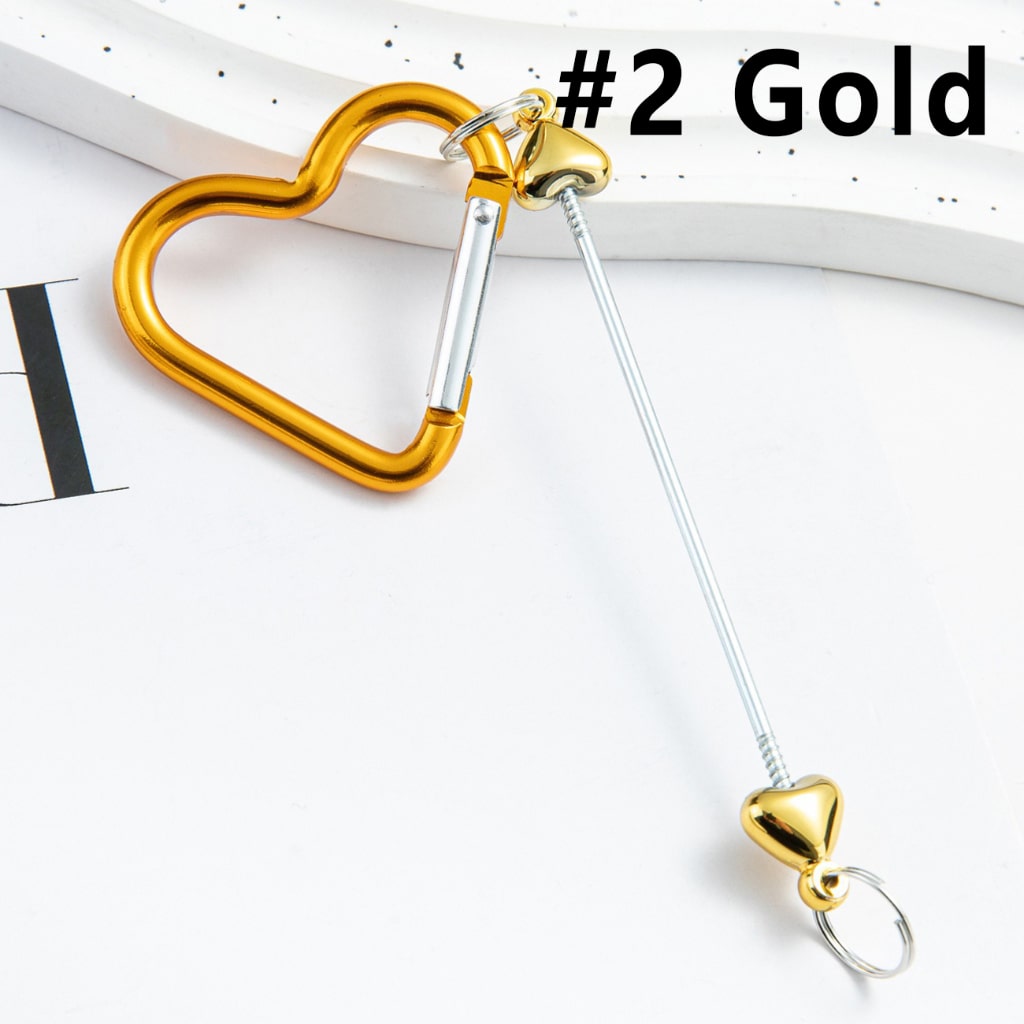 DIY Beadable Metal Heart Shape Keychain with Bar in Metallic Colors, Around 132MM