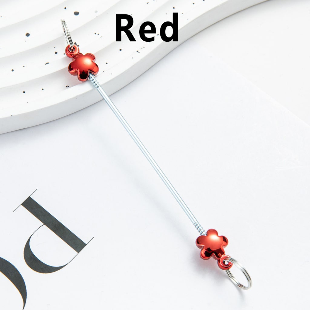DIY Metal Beadable Keychain Bars with Flowers for Keychain Accessories in Metallic Colors, 89MM