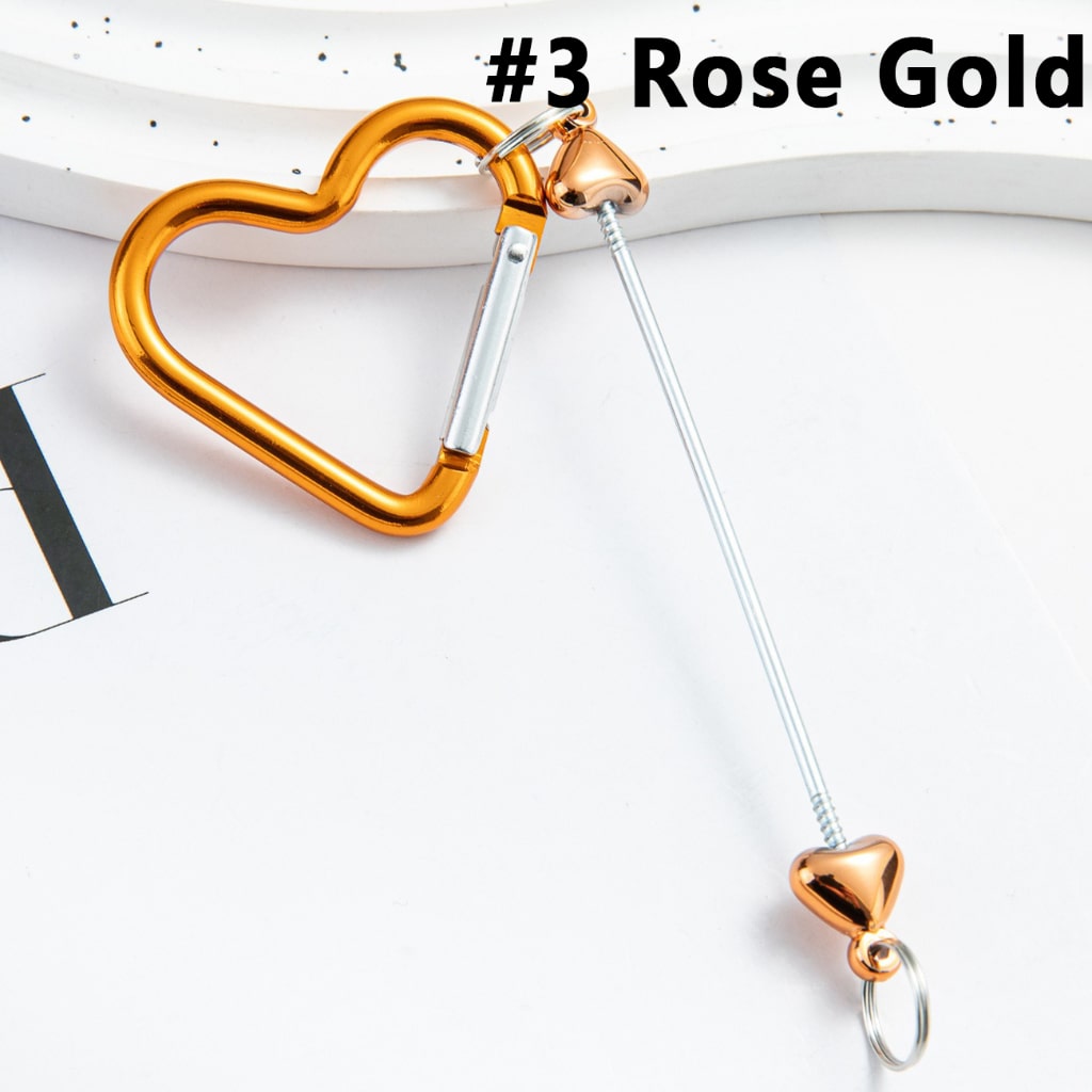 DIY Beadable Metal Heart Shape Keychain with Bar in Metallic Colors, Around 132MM