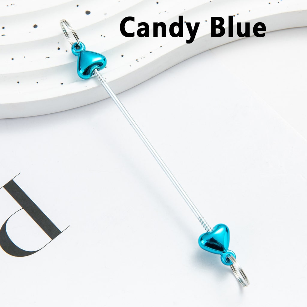 DIY Metal Beadable Keychain Bars with Hearts for Keychain Accessories in Metallic Colors, 89MM