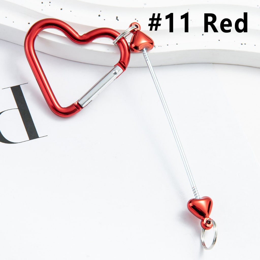 DIY Beadable Metal Heart Shape Keychain with Bar in Metallic Colors, Around 132MM