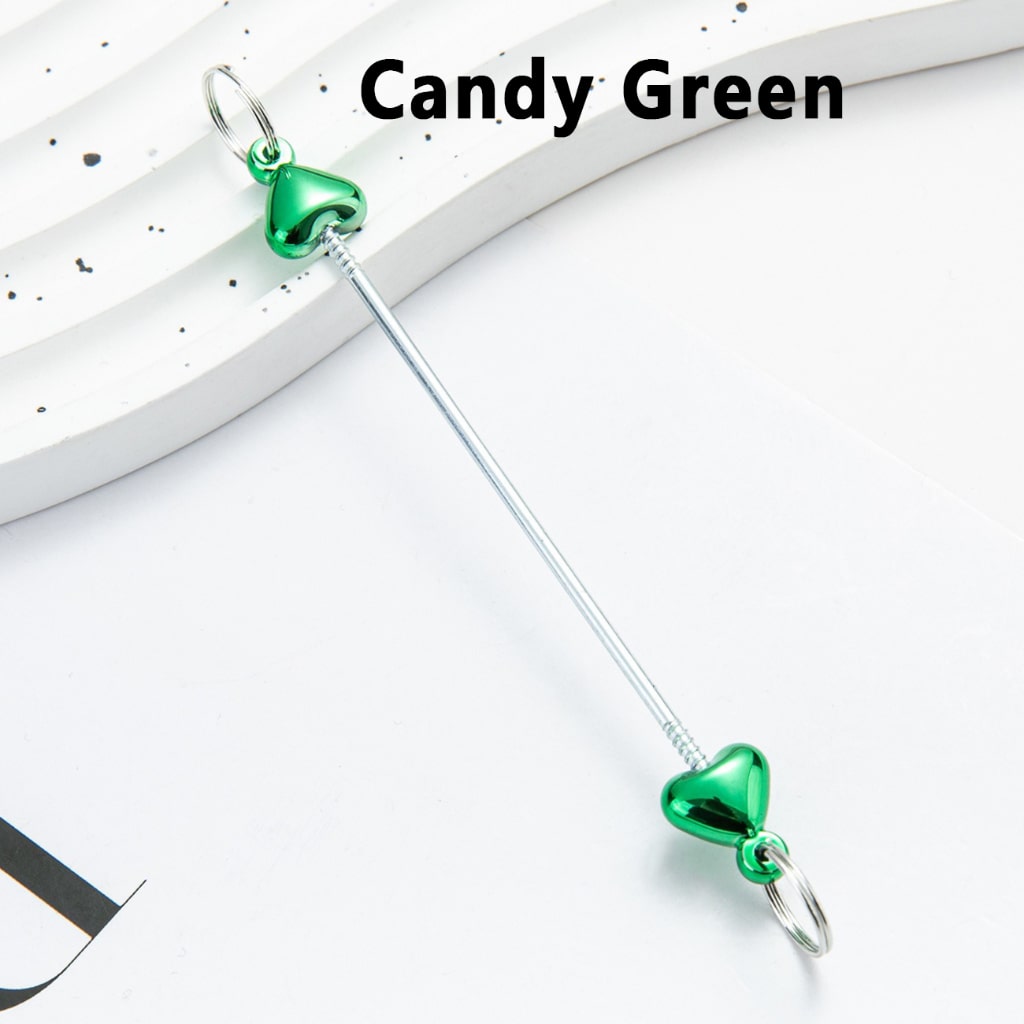 DIY Metal Beadable Keychain Bars with Hearts for Keychain Accessories in Metallic Colors, 89MM