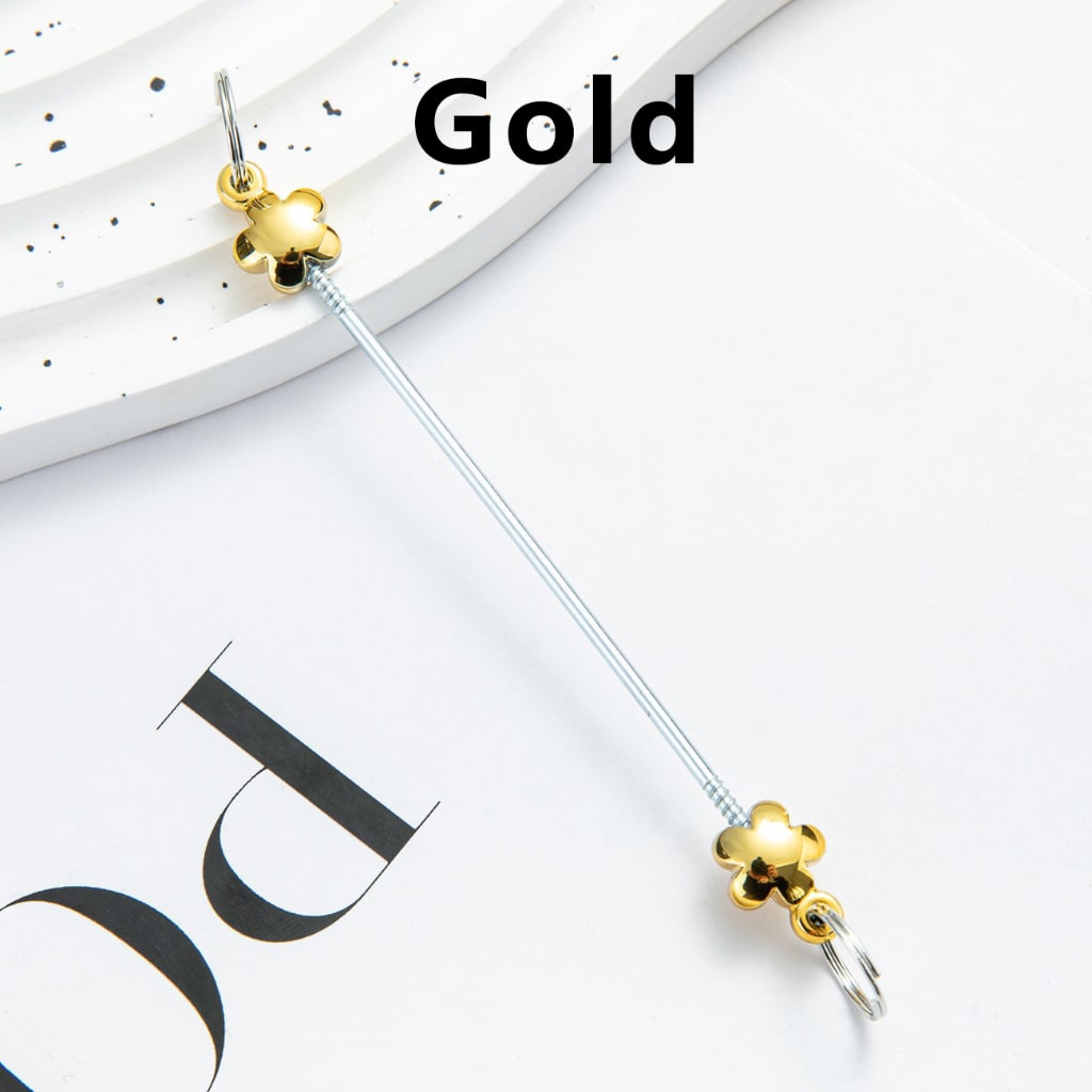DIY Metal Beadable Keychain Bars with Flowers for Keychain Accessories in Metallic Colors, 89MM