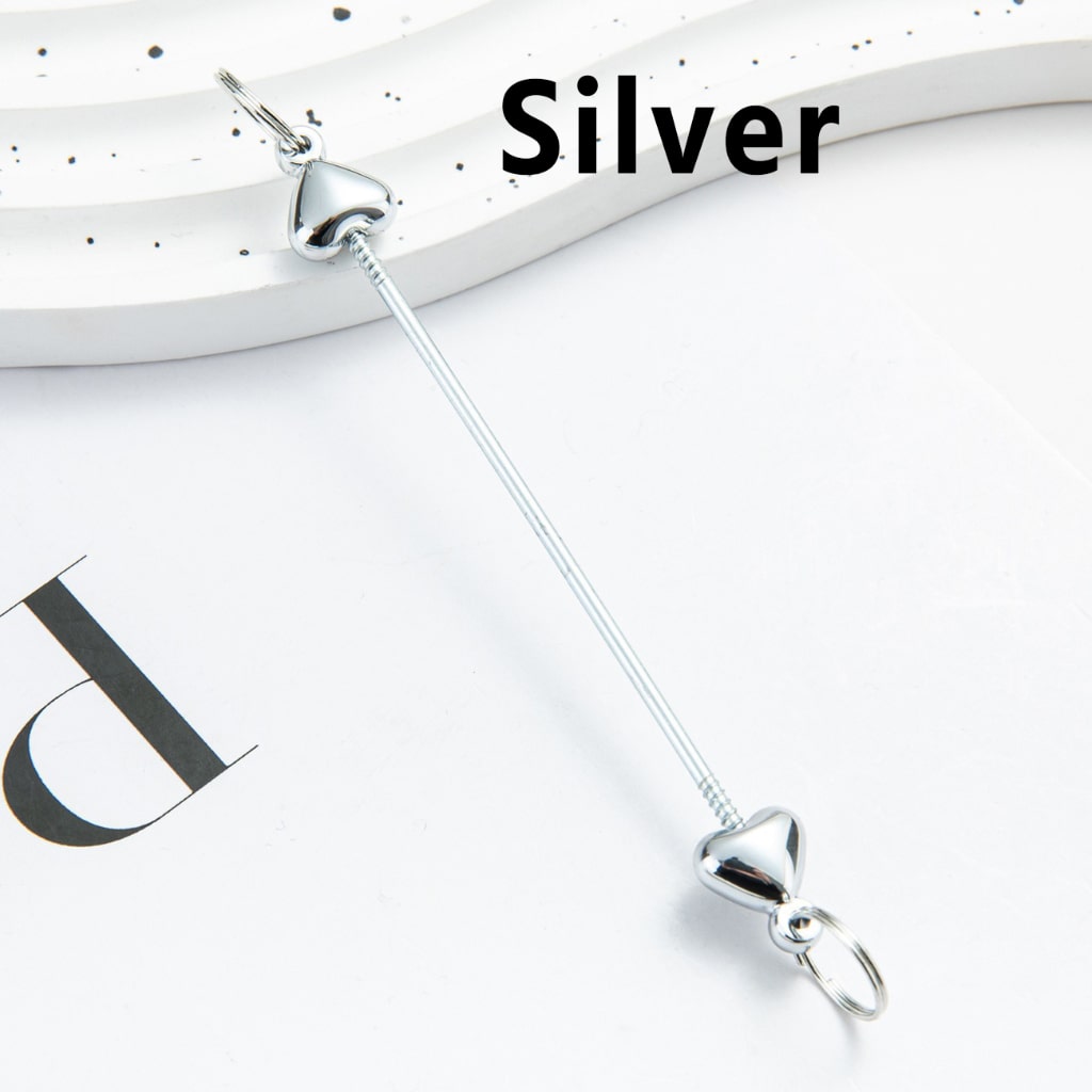 DIY Metal Beadable Keychain Bars with Hearts for Keychain Accessories in Metallic Colors, 89MM