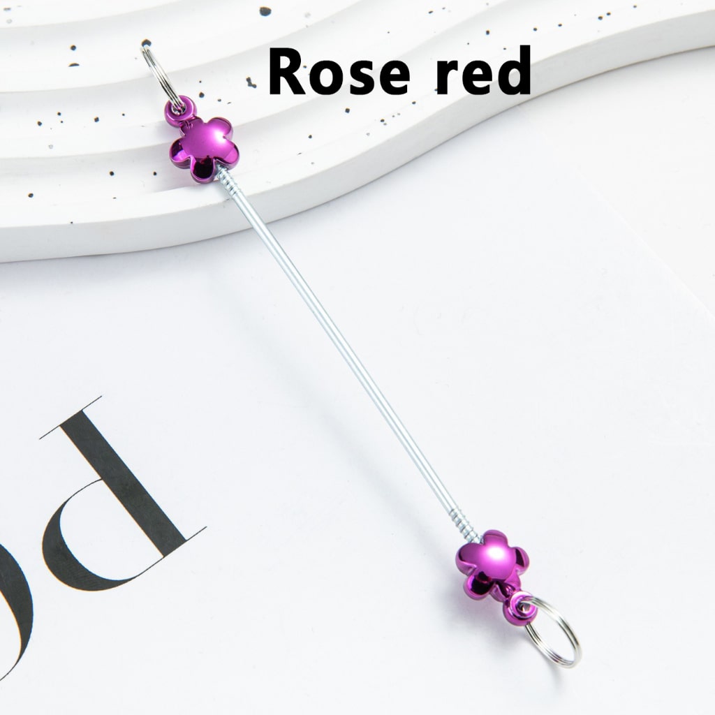DIY Metal Beadable Keychain Bars with Flowers for Keychain Accessories in Metallic Colors, 89MM