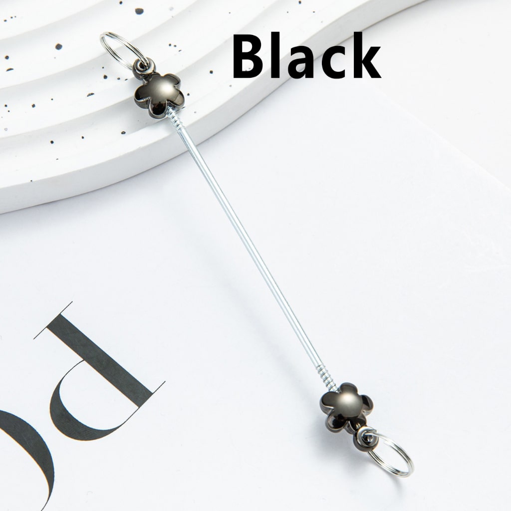 DIY Metal Beadable Keychain Bars with Flowers for Keychain Accessories in Metallic Colors, 89MM