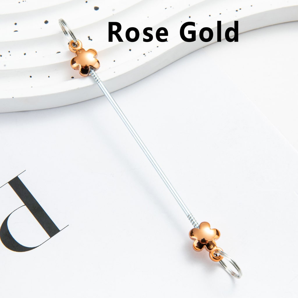 DIY Metal Beadable Keychain Bars with Flowers for Keychain Accessories in Metallic Colors, 89MM