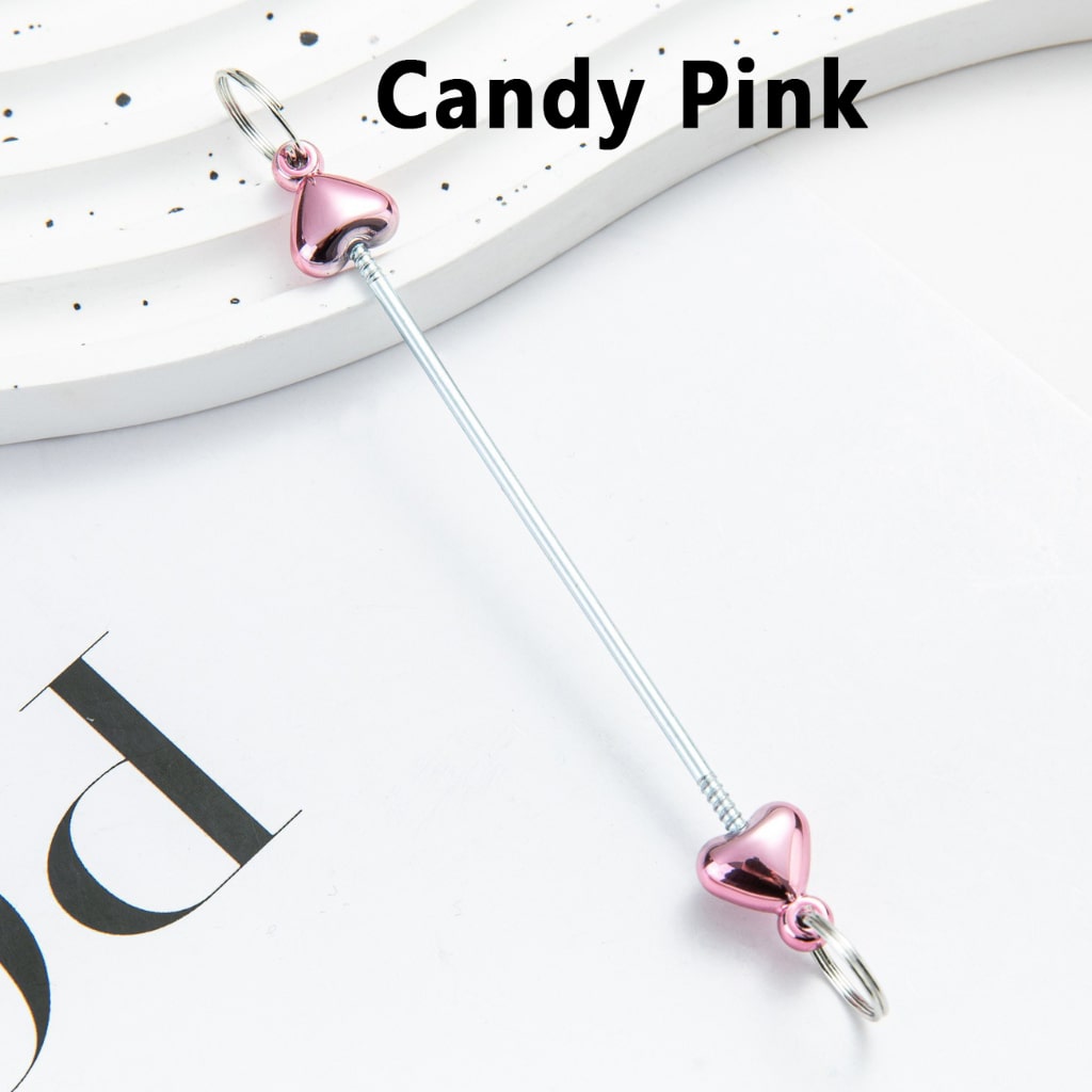 DIY Metal Beadable Keychain Bars with Hearts for Keychain Accessories in Metallic Colors, 89MM