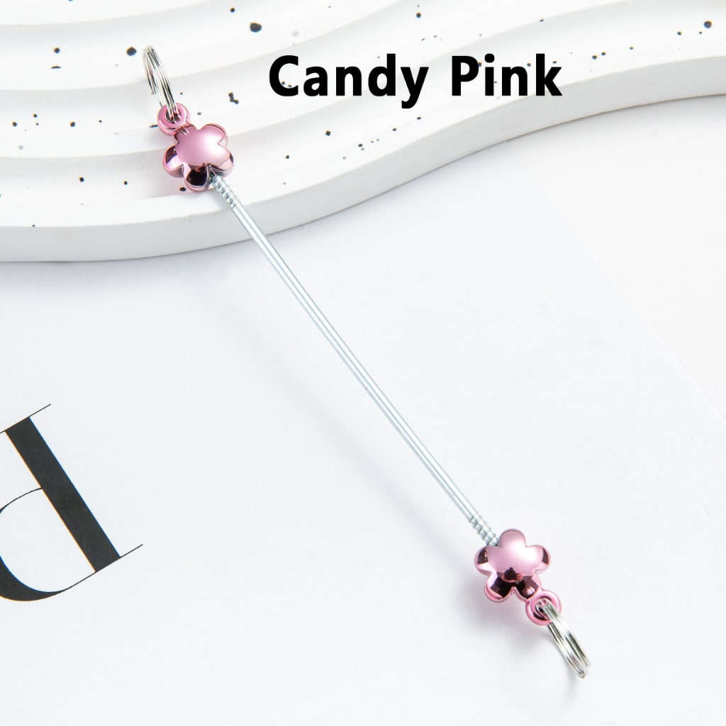 DIY Metal Beadable Keychain Bars with Flowers for Keychain Accessories in Metallic Colors, 89MM
