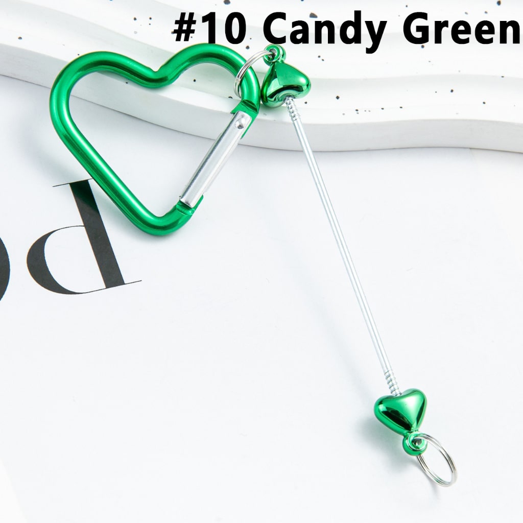 DIY Beadable Metal Heart Shape Keychain with Bar in Metallic Colors, Around 132MM