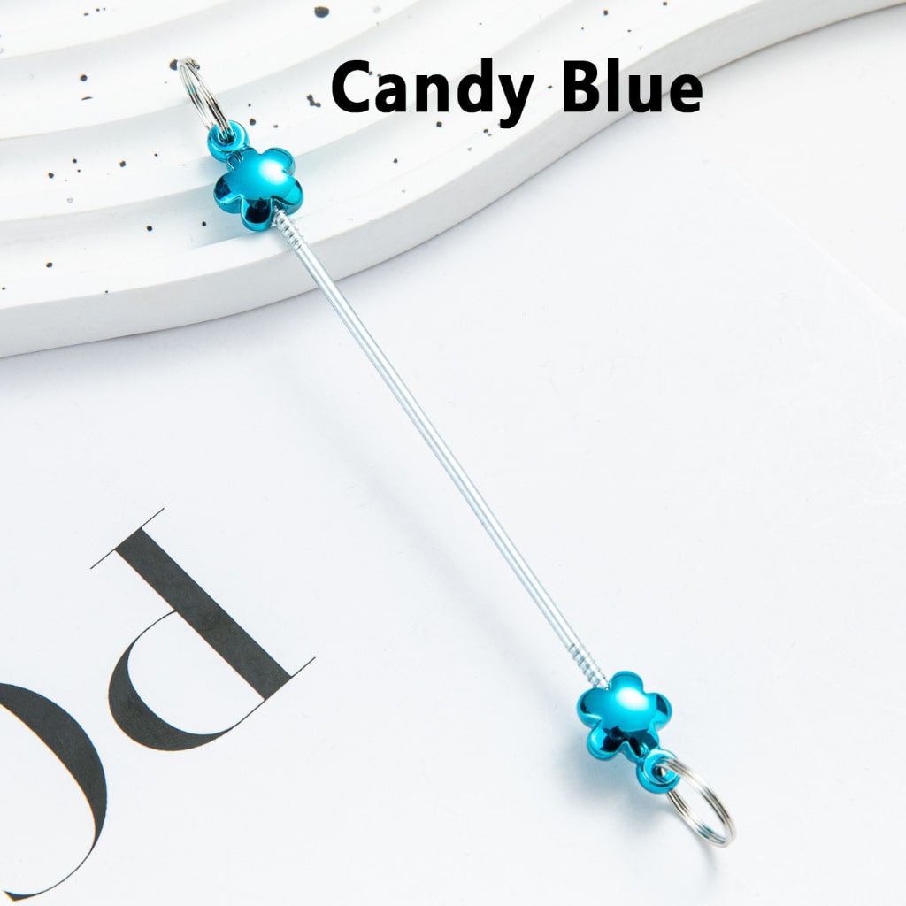 DIY Metal Beadable Keychain Bars with Flowers for Keychain Accessories in Metallic Colors, 89MM