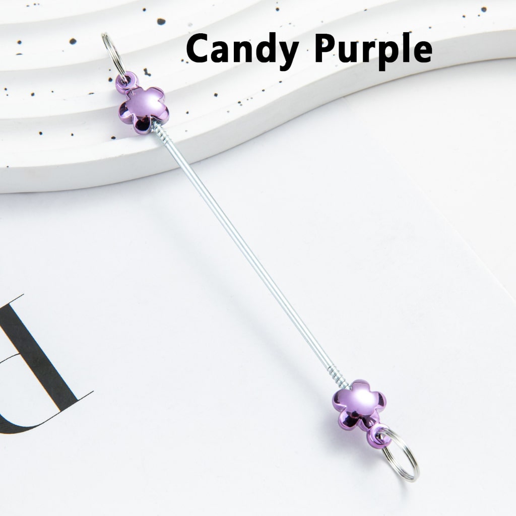 DIY Metal Beadable Keychain Bars with Flowers for Keychain Accessories in Metallic Colors, 89MM
