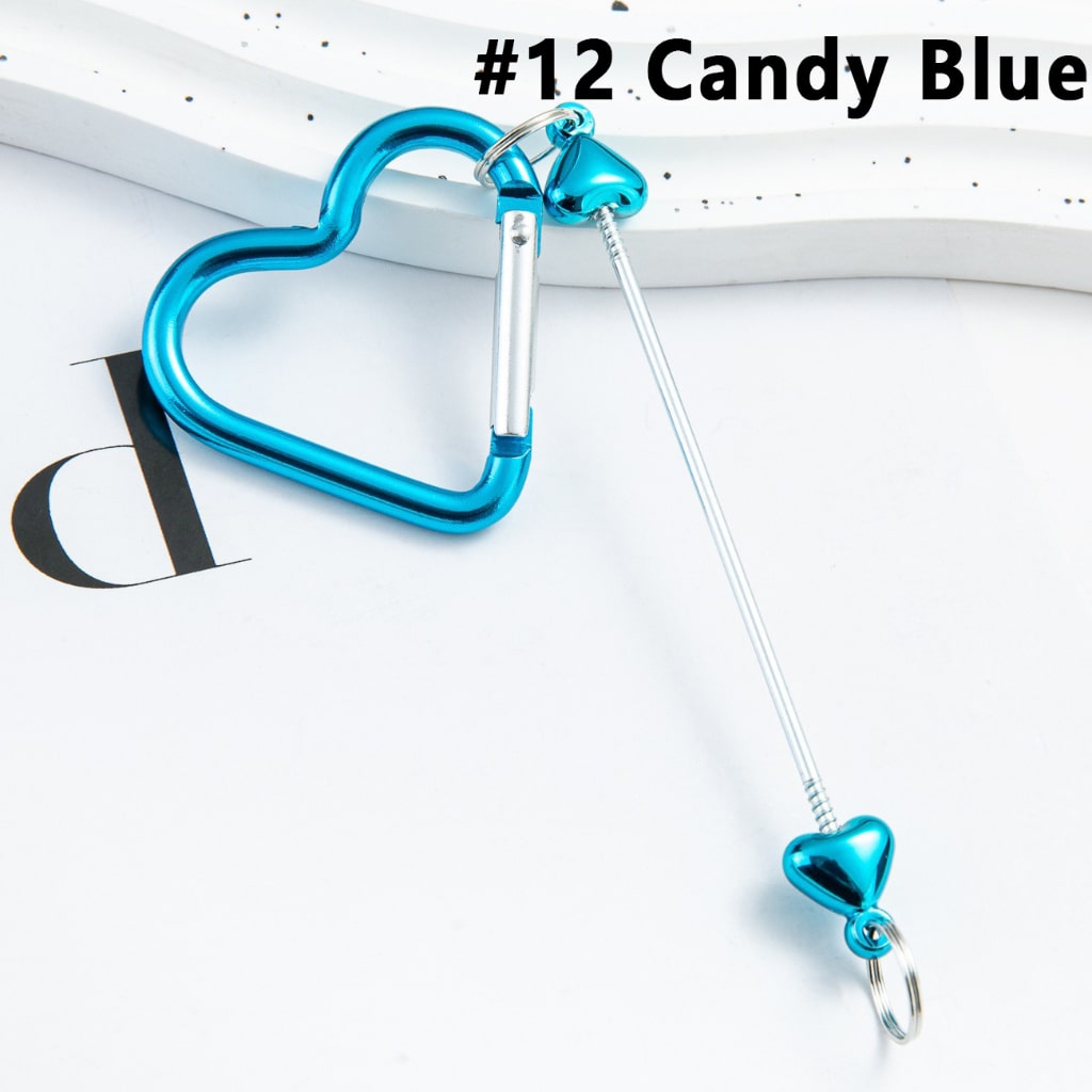 DIY Beadable Metal Heart Shape Keychain with Bar in Metallic Colors, Around 132MM