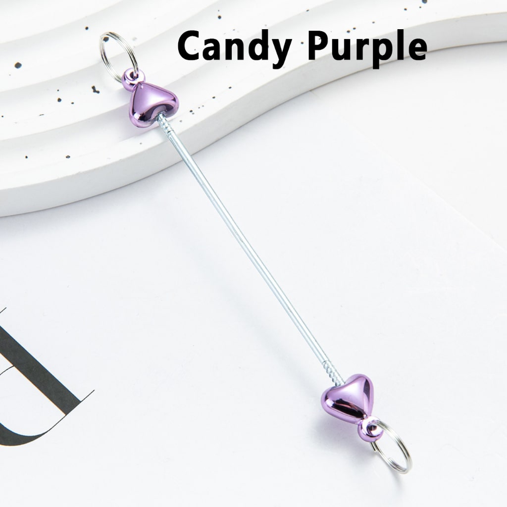 DIY Metal Beadable Keychain Bars with Hearts for Keychain Accessories in Metallic Colors, 89MM