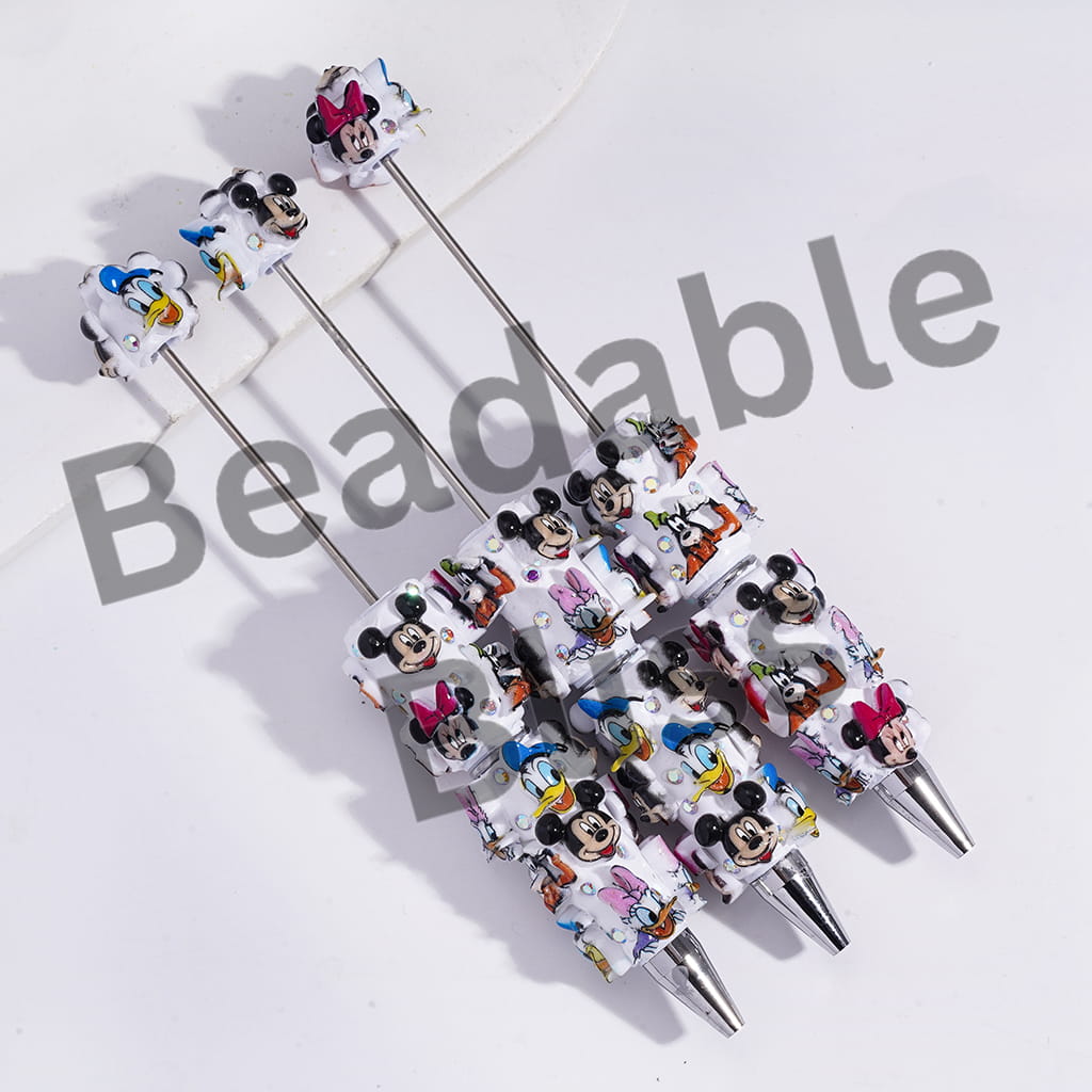 Beadable Clay Pens with Classic Animation Animal Series and AB Rhinestones