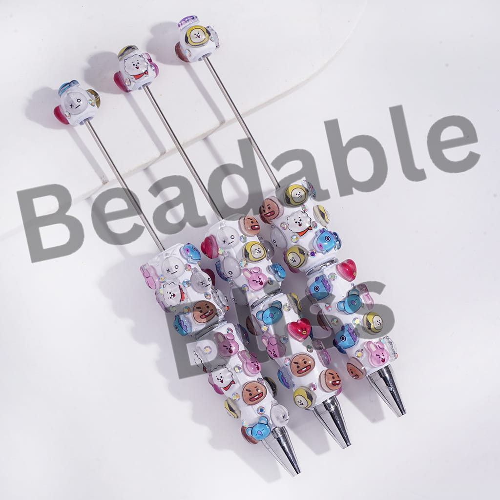 Beadable Clay Pen with Korea Boy Group Image and AB Rhinestones