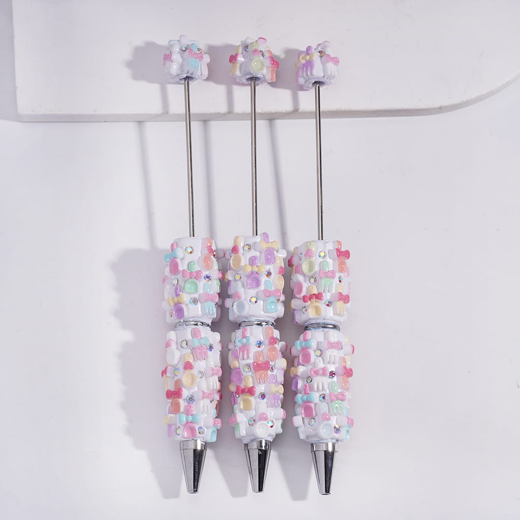 Beadable Clay Pens with Macaron Color Tableware and AB Rhinestones