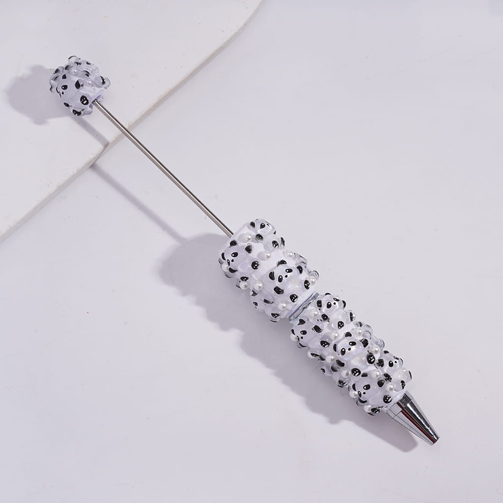 Beadable Clay Pens with Sparkling Panda and White Pearls