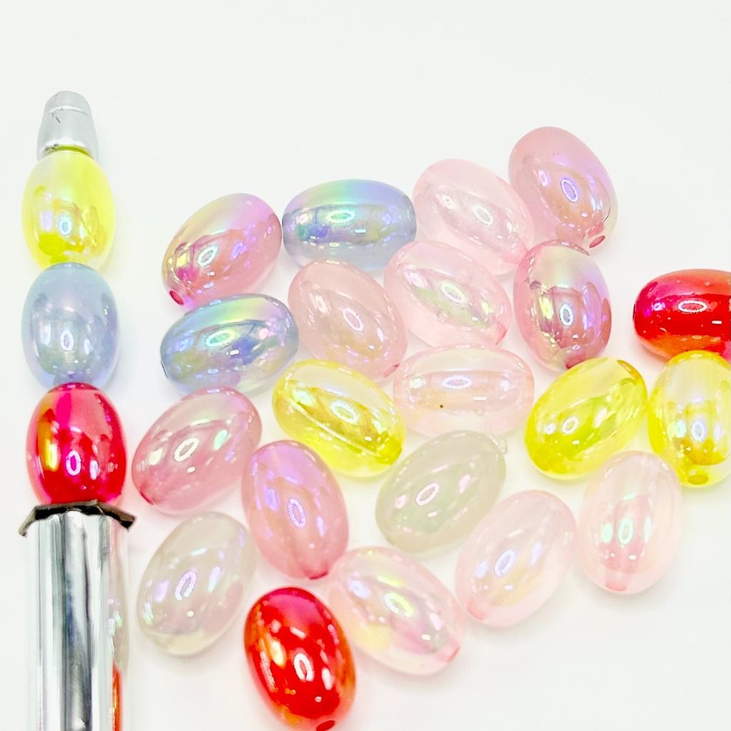 Oval Beads, Oval Acrylic Bead With Luminous UV Coating, Size 12*18mm