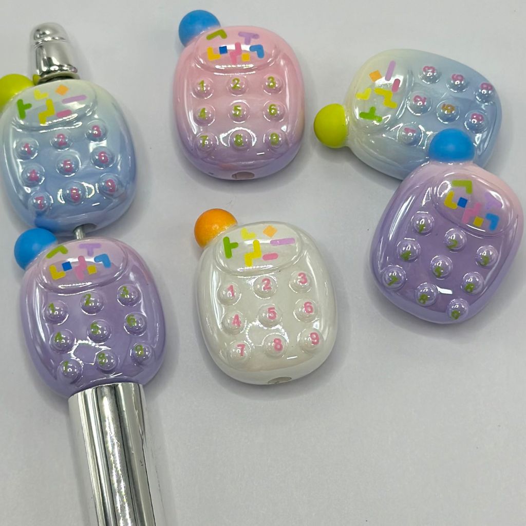 Mobile Phone Cellular Call Me Cute Acrylic Beads 22*29mm Random Mix